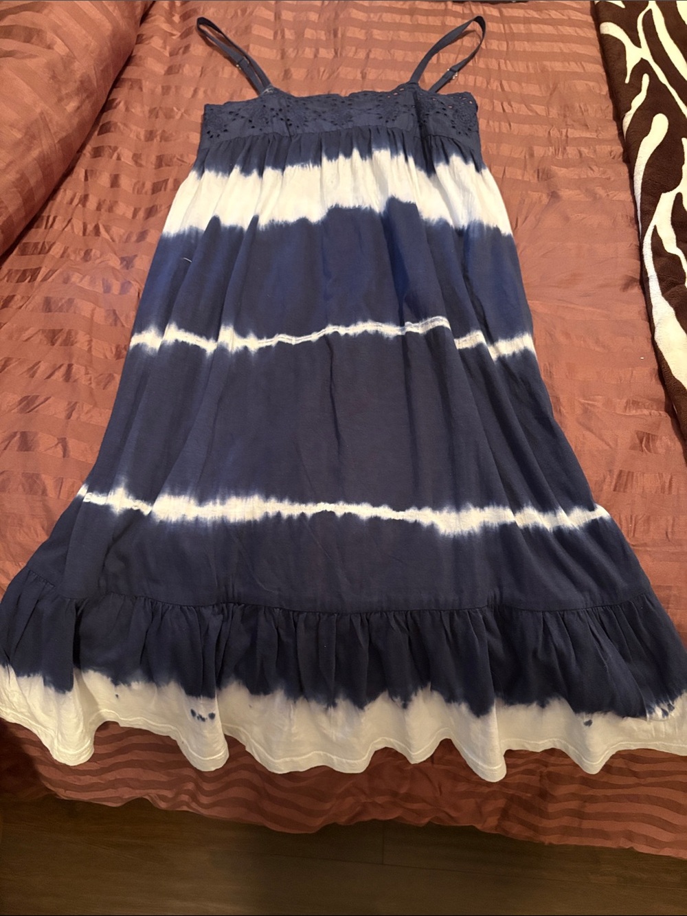 Raviya Navy and White Tie-Dye Maxi Skirt